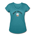 Women's V-Neck T-Shirt - Dram Straight - heather turquoise