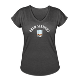 Women's V-Neck T-Shirt - Dram Straight (White Logo) - deep heather