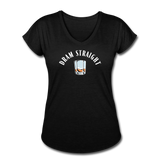 Women's V-Neck T-Shirt - Dram Straight (White Logo) - black