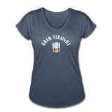 Women's V-Neck T-Shirt - Dram Straight (White Logo) - navy heather