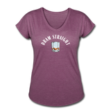 Women's V-Neck T-Shirt - Dram Straight (White Logo) - heather plum