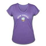 Women's V-Neck T-Shirt - Dram Straight (White Logo) - purple heather