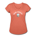 Women's V-Neck T-Shirt - Dram Straight (White Logo) - heather bronze