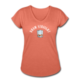 Women's V-Neck T-Shirt - Dram Straight (White Logo) - heather bronze