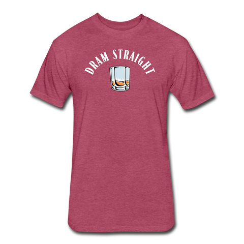 Fitted Men's T-Shirt - Dram Straight (White Logo) - heather burgundy