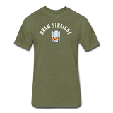 Fitted Men's T-Shirt - Dram Straight (White Logo) - heather military green