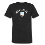 Men's Tri-Blend T-Shirt - Dram Straight (White Logo) - heather black