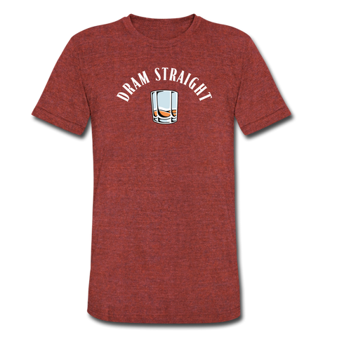 Men's Tri-Blend T-Shirt - Dram Straight (White Logo) - heather cranberry