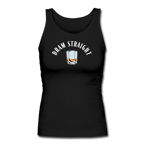 Women's Fitted Tank - Dram Straight (White Logo) - black