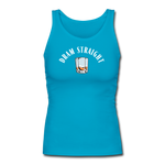 Women's Fitted Tank - Dram Straight (White Logo) - turquoise