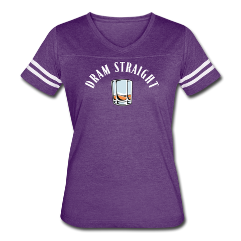 Women’s Vintage Sport T-Shirt - Dram Straight (White Logo) - vintage purple/white