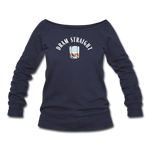 Women's Wideneck Sweatshirt - Dram Straight (White Logo) - melange navy