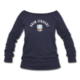 Women's Wideneck Sweatshirt - Dram Straight (White Logo) - melange navy