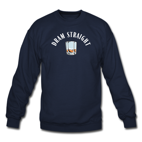 Crewneck Sweatshirt - Dram Straight (White Logo) - navy