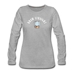 Women's Long Sleeve T-Shirt - Dram Straight (White Logo) - heather gray