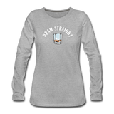 Women's Long Sleeve T-Shirt - Dram Straight (White Logo) - heather gray