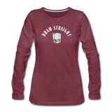 Women's Long Sleeve T-Shirt - Dram Straight (White Logo) - heather burgundy