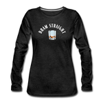 Women's Long Sleeve T-Shirt - Dram Straight (White Logo) - charcoal gray