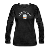 Women's Long Sleeve T-Shirt - Dram Straight (White Logo) - charcoal gray