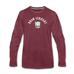 Men's Long Sleeve T-Shirt - Dram Straight (White Logo) - heather burgundy