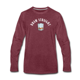 Men's Long Sleeve T-Shirt - Dram Straight (White Logo) - heather burgundy