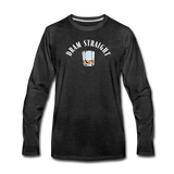 Men's Long Sleeve T-Shirt - Dram Straight (White Logo) - charcoal gray