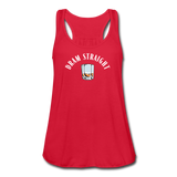 Women's Flowy Tank Top - Dram Straight (White Logo) - red