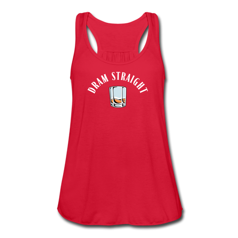 Women's Flowy Tank Top - Dram Straight (White Logo) - red