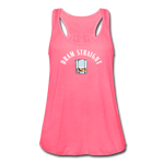 Women's Flowy Tank Top - Dram Straight (White Logo) - neon pink