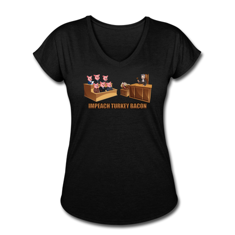 Women's V-Neck T-Shirt - Impeach Turkey Bacon - black