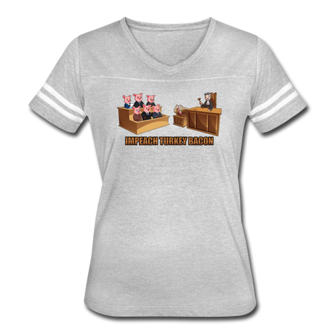 Women’s Vintage T-Shirt - Impeach Turkey Bacon - heather gray/white